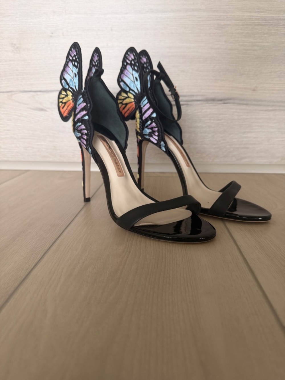 Sophia Webster Chiara Embroidered Satin & Leather Butterfly Sandals 38 - Picture 3 of 7